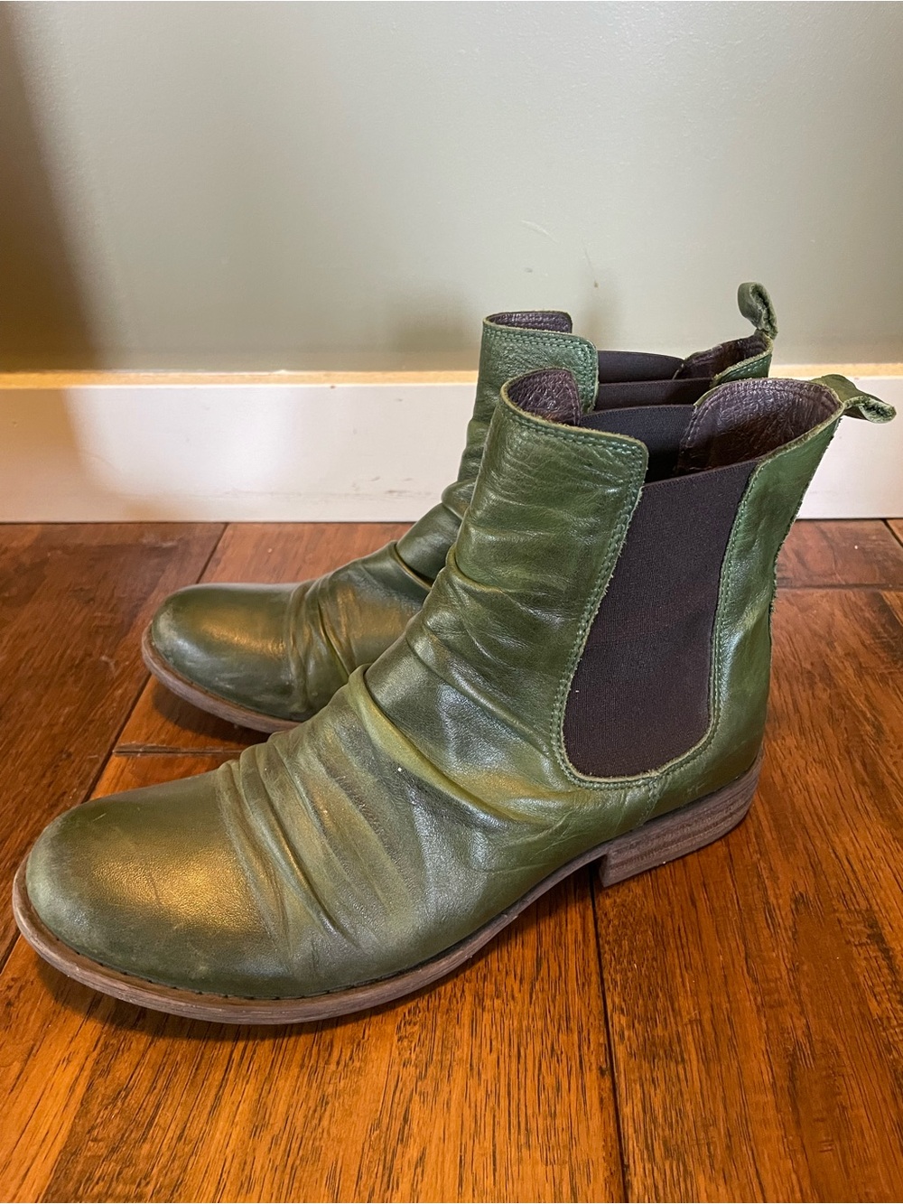 Miz Mooz Olive Green Leather Lizzie Ankle Boots